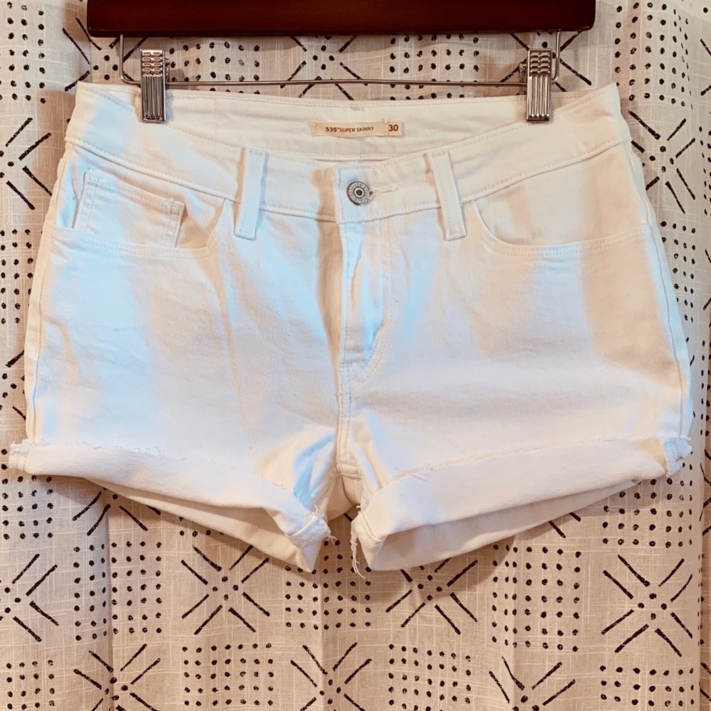 Levi’s 535 Handmade Cut Off Shorts in White